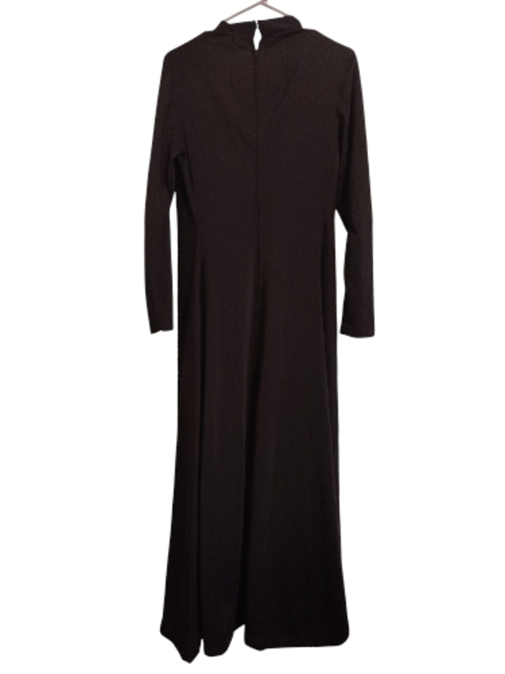 Vintage 70's Handmade Black V-Neck Empire Waist Maxi Dress - Picture 5 of 9